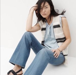 Madewell Fringe Knit Stripe Coastward Sweater Vest